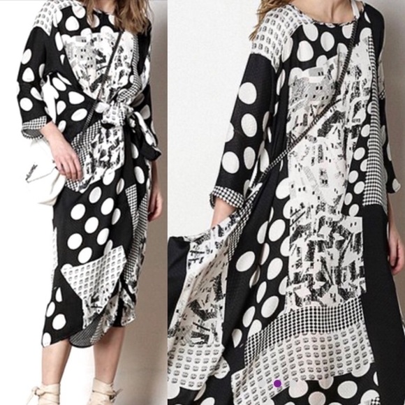 NWT Caara Krefeld Scarf Print Midi‎ Dress Medium - Picture 1 of 7